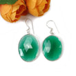 Green Onyx Gemstone Jewelry Set : 925 Sterling Silver Natural Oval Onyx Rose Cut Bezel Set Earrings Pendant Jewelry Set