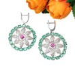 EMERALD & Pink TOURMALINE Gemstone With CZ Jewelry : 925 Sterling Silver Natural Untreated Round Oval Earring Ring Jewelry Set