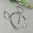 Multi SAPPHIRE & Chrysoberyl CAT'S EYE Gemstones Jewelry : Natural Untreated Sapphire 16" Beaded Necklace Earring Jewelry Set