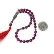 TURKISH ISLAMIC Salah 6.5mm Natural Untreated Red RUBY Gemstone Round Cabochon Prayer 33 Beads Misbaha Tasbih Sibha Masbaha