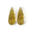 LEMON QUARTZ Gemstone Carving : 115.70cts Natural Untreated Quartz Hand Carved Teardrops Shape 43.5mm Pair