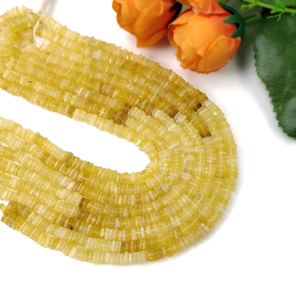 OPAL Gemstone Loose BEADS : Natural Untreated Yellow Opal Gemstone Loose Square Heishe Statement Beads 17"