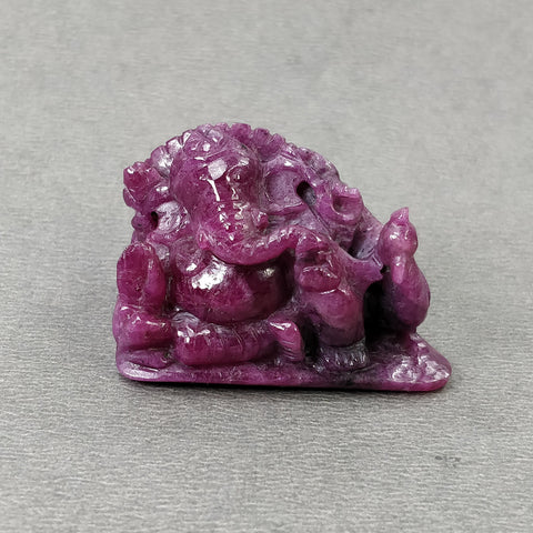 RED RUBY Gemstone Carving : 140.20cts Natural Untreated Unheated Ruby Hand Carved Lord Ganesha Sculpture Figurine 35*22mm