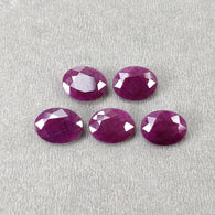 Red RUBY Gemstone Normal Cut : 25.15cts Natural Untreated Unheated Ruby Oval Shape 12*9mm 5pcs