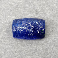 Natural Tanzanite Cushion Carving : 18.65cts Natural Blue Tanzanite Gemstone Both Side Hand Carved Cushion Shape 18*12mm