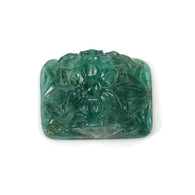 EMERALD Gemstone Carving : 34.60cts Natural Untreated Unheated Green Emerald Both Side Hand Carved Uneven Shape 24*18mm