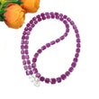 Raspberry Sheen Pink Sapphire Gemstone NECKLACE : 23.76gms Natural Sapphire Checker Cut Faceted Necklace 5mm - 6mm 18.5"
