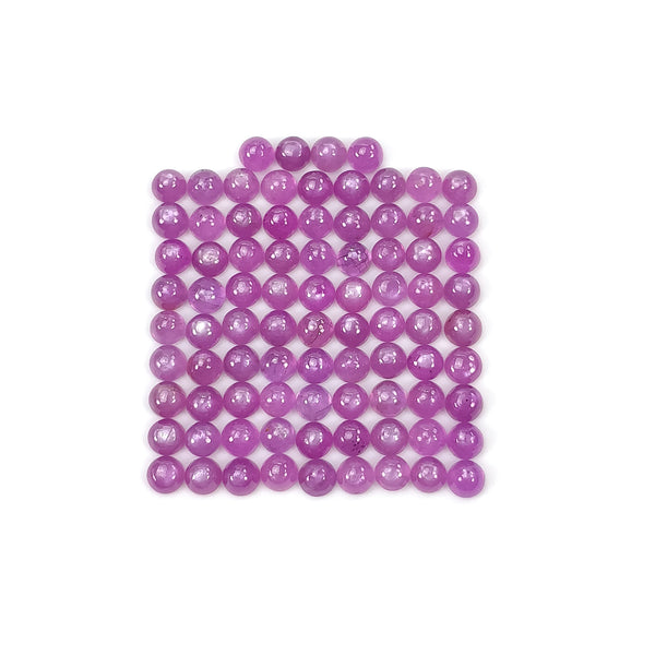 Sapphire Gemstone Cabochon : 38.00cts Natural Untreated Raspberry Pink Sapphire Round Shape Cabochon 4mm 85pcs