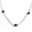 BLUE SAPPHIRE PEARL Silver Chain Necklace : 18" Natural Blue Sapphire Round Balls Pearl Beads Silver Chain Necklace Gift for Her