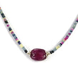 Gemstone Beads Necklace : 17.5" Natural Multi Sapphire Hand Carved Ruby Pendant Bead Chain Necklace 925 Sterling Silver Gift for (With Video)