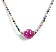 925 Sterling Silver Gemstone Beads Necklace : 17