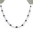 PINK BLUE SAPPHIRE  Gemstones Beads Necklace : Natural Blue Sapphire Beads Sterling Silver Chain Necklace 17" Gift For Her