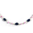 PINK BLUE SAPPHIRE  Gemstones Beads Necklace : Natural Blue Sapphire Beads Sterling Silver Chain Necklace 17" Gift For Her