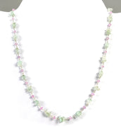 EMERALD And PINK Sapphire Gemstones Beads Chain NECKLACE: 925 Sterling Silver Natural Emerald Sapphire Gemstone Uncut 18