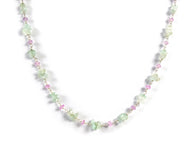 EMERALD And PINK Sapphire Gemstones Beads Chain NECKLACE: 925 Sterling Silver Natural Emerald Sapphire Gemstone Uncut 18