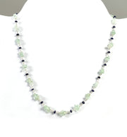 BLUE SAPPHIRE EMERALD Gemstones Raw Uncut Beads : Natural Emerald Blue Sapphire Sterling Silver Chain Necklace 16