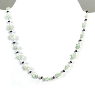 BLUE SAPPHIRE EMERALD Gemstones Raw Uncut Beads : Natural Emerald Blue Sapphire Sterling Silver Chain Necklace 17