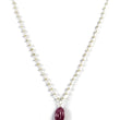 Pink RUBY And CAT'S EYE Gemstones Beads Chain Necklace: 925 Sterling Silver Natural Hand Carved Ruby 19" Statement Necklace