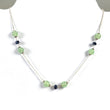 Green SERPENTINE & Blue SAPPHIRE Gemstones Beads Chain NECKLACE : 925 Sterling Silver Serpentine Round Cabochon Cut 16" Statement Necklace