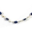 BLUE SAPPHIRE Cat's Eye Gemstones Beads Chain NECKLACE : 925 Sterling Silver Natural Sapphire Cabochon 16" Statement Necklace Gift