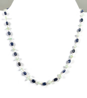 Blue SAPPHIRE & Green Emerald Gemstones Raw Uncut Beads : 925 Sterling Silver Natural Sapphire Oval Cabochon 16