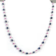 Blue SAPPHIRE & Burmese RUBY Gemstones Beads Chain NECKLACE : 925 Sterling Silver Natural Sapphire Oval Cabochon Cut 17" Statement Necklace
