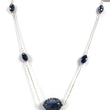 BLUE SAPPHIRE Gemstone Beads Chain Necklace : 925 Sterling Silver Natural Blue Sapphire Hand Carved Pendant 18" Necklace