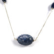 BLUE SAPPHIRE Gemstone Beads Chain Necklace : 925 Sterling Silver Natural Blue Sapphire Hand Carved Pendant 18" Necklace