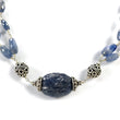 BLUE SAPPHIRE Gemstone Beads Chain Necklace : 925 Sterling Silver Natural Sapphire Hand Carved &Rose Cut Beads 22.5" Necklace