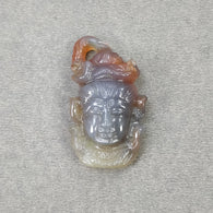 AGATE Gemstone Carving : 59.90cts Natural Untreated Unheated Orange Agate Hand Carved LORD SHIVA 41*24mm