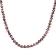Raspberry Sheen Pink Sapphire Gemstone NECKLACE : 19.63gms Natural Round Side Faceted Sapphire With 925 Sterling Silver 3.5mm - 6mm 19.5"