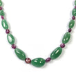 Green QUARTZITE Raspberry SAPPHIRE Gemstone Beads NECKLACE :52.97gms Natural Quartzite Uneven Plain Necklace 11*7mm-24*15mm 17" (With Video)