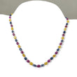 Yellow Blue SAPPHIRE & RUBY Gemstone NECKLACE : 16.15gms Natural Oval Plain Beads Sapphire With 925 Sterling Silver 5.5*4.5mm - 8*6.5mm 17"