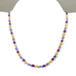 Yellow Blue SAPPHIRE & RUBY Gemstone NECKLACE : 17.71gms Natural Oval Plain Beads Sapphire With 925 Sterling Silver 5*4mm - 8*5mm 18"