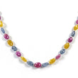 Yellow Blue SAPPHIRE & RUBY Gemstone NECKLACE : 18.08gms Natural Oval Plain Beads Sapphire With 925 Sterling Silver 5.5*4mm - 8*7mm 19" (With Video)