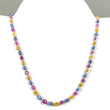 Yellow Blue SAPPHIRE & RUBY Gemstone NECKLACE : 19.17gms Natural Oval Plain Beads Sapphire With 925 Sterling Silver 6*5mm - 8.5*6.5mm 19"