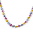 Yellow Blue SAPPHIRE & RUBY Gemstone NECKLACE : 19.17gms Natural Oval Plain Beads Sapphire With 925 Sterling Silver 6*5mm - 8.5*6.5mm 19"