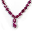 RUBY Gemstone NECKLACE : 40.16gms Natural Untreated Plain Ruby With 925 Sterling Silver 7*6mm - 16.5*13.5mm 18"
