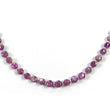 Raspberry Sheen Pink Sapphire Gemstone NECKLACE: 15.04gms Natural Round Side Faceted Sapphire With 925 Sterling Silver 3mm - 6mm 16"