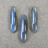 लैब्राडोराइट रत्न कैबोकॉन: प्राकृतिक अनुपचारित नीला लैब्राडोराइट पेंसिल आकार 3 पीस सेट