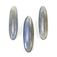 Labradorite Gemstone Cabochon : Natural Untreated Blue Labradorite Pencil Shape 3pcs Set