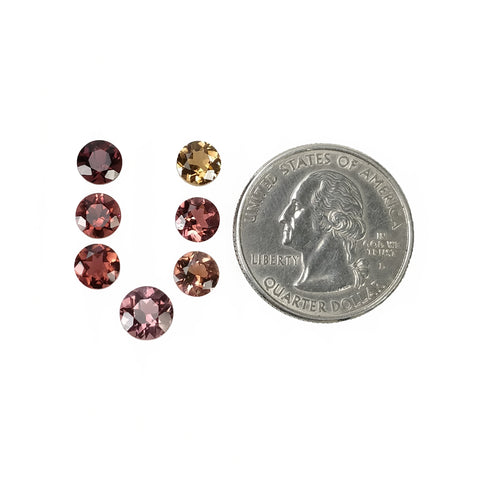 Multi Color TOURMALINE Gemstone Normal Cut : 6.80cts Natural Untreated Watermelon Tourmaline Round Shape 6mm - 7mm 7pcs