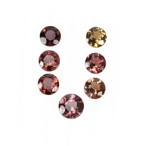 Multi Color TOURMALINE Gemstone Normal Cut : 6.80cts Natural Untreated Watermelon Tourmaline Round Shape 6mm - 7mm 7pcs