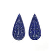 LAPIS LAZULI Gemstone Carving : 39.00cts Natural Untreated Blue Lapis Hand Carved Pear Shape 35*16mm Pair