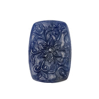Sapphire Gemstone Carving : 111.20cts Natural Untreated Unheated Blue Sapphire Hand Carved Cushion Shape 47.5*31.5mm