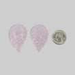 Chalcedony Gemstone Carving: 79.35ct Natural Untreated Pink Chalcedony One Side Hand Carved Indian Leaf 46*30.5mm- 46.5*31mm 2pc