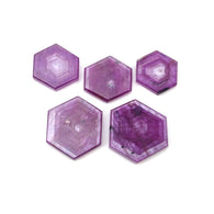 Sapphire Gemstone Flat Slices : 74.55cts Natural Untreated Rosemary Pink Sheen Sapphire Hexagon Shape 17*15mm - 23*20mm 5pcs
