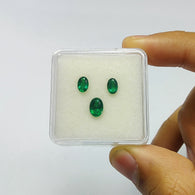 Emerald Gemstone Normal Cut : 1.75cts Natural Untreated Unheated Green Emerald Oval Shape 6*4mm - 7*5mm 3pcs Set