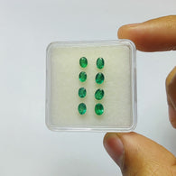 Emerald Gemstone Normal Cut : 1.60cts Natural Untreated Unheated Green Emerald Oval Shape 4.5*3.5mm - 5*3mm 8pcs Set