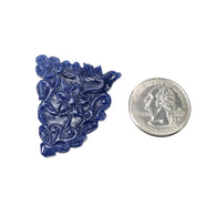 Sapphire Gemstone Carving : 68.90cts Natural Untreated Unheated Blue Sapphire Hand Carved Uneven Shape 40.5*34mm